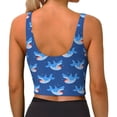 thumbnail image 3 of Xecao Party Shark Cute for Sports Bra with Removable Pads, Crop Tank Top Design, Women's Longline Sports Bra - Non-Wired - Small, 3 of 9