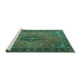 thumbnail image 2 of Ahgly Company Machine Washable Indoor Square Medallion Turquoise Blue Traditional Area Rugs, 8' Square, 2 of 4