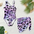 thumbnail image 3 of Xixirimido Purple Leopard Print Girls One Piece Swimsuit with Adjustable Strap and Mesh Cover Up Skirt, One Shoulder Cute Bathing Suit Swimwear Set, Size 11-12 Years, 3 of 7