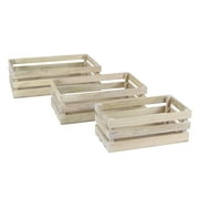 Decmode Farmhouse 16, 19, And 22 Inch Light Brown Mango Wood Rectangular Crates, Light Brown - Set of 3