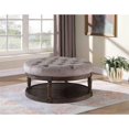thumbnail image 2 of Best Master Tissu de Lin Rembourré Pouf Rond en Loutre / Fumé Gris Rustique, 2 of 2