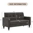 thumbnail image 2 of ALISH Small Sofa Couch, Upholstered Loveseat Sofa Armed Love Seat couches ButtonTufed Small Couches for Small Spaces Two-Seater Loveseats for Living Room, Bedroom, Gray, 2 of 14