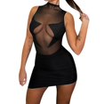 thumbnail image 2 of LOVZFMLL Robes Femme Couleur Unie Sans Manches Gilet Maille Couture Robe Courte Ajustée Costume Femme, 2 of 7