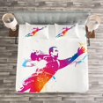 thumbnail image 3 of Ambesonne Rainbow Quilted Bedspread Set 3 Pcs, Goalkeeper Catches Ball, Queen Size, Multicolor, 3 of 3