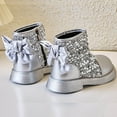 thumbnail image 4 of JUSLIO Shoes for Girls Girls Boots Bow Ankle Boots Princess (Toddler/Little Kid/Big Kid) Leather Shoes 6.5-7Years Silver, 4 of 6