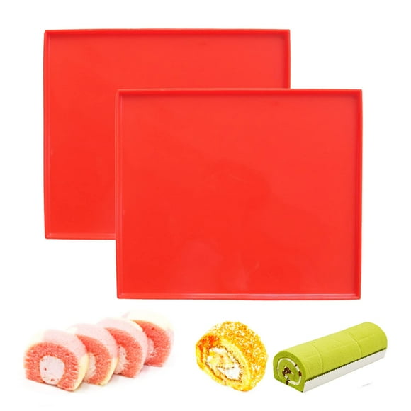Yuanaiyi Swiss Roll Cake Mat - Flexible Multipurpose Silicone Sheet Nonstick Jelly Roll Pan Baking Tray Pastry Mat Pizza Cookies Mold(Set Of 2)