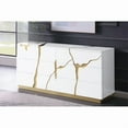 thumbnail image 4 of Modern Luxurious 5-Piece Eastern King Bedroom Set, High Gloss Finish Wood Bed Set with Gold Vein Accent, White, 4 of 12