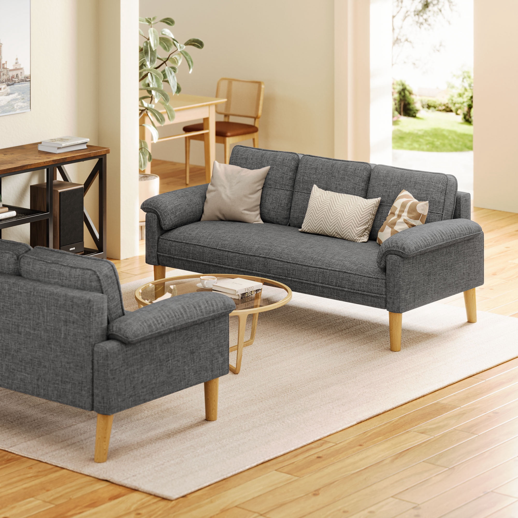 Sofa, Lofka Modern Futon Couch with Pillow Arm for Living Room & Office, Gray