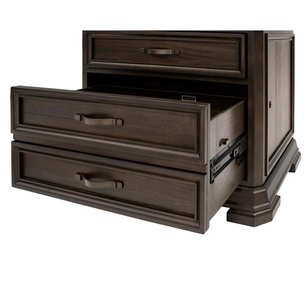 Bowery Hill Wood Brown Filing Cabinet Rectangular Solid Wood Plank Top 36"W x 3"H x 22"D Assembled