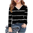thumbnail image 6 of ShomPort Long Sleeved T-Shirt for Toddler Children Striped V-Neck Undershirt Lightweight Loose Tops Trendy Breathable Tees, 6 of 7