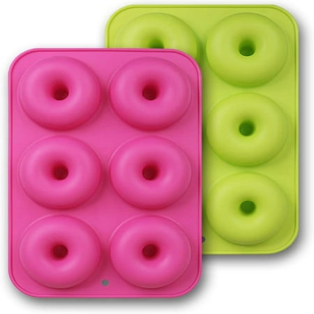 

EASTIN Silicone Donut Molds 2-Pack of Non-Stick Food Grade Silicone Pans for Doughnut Baking – Green and Pink