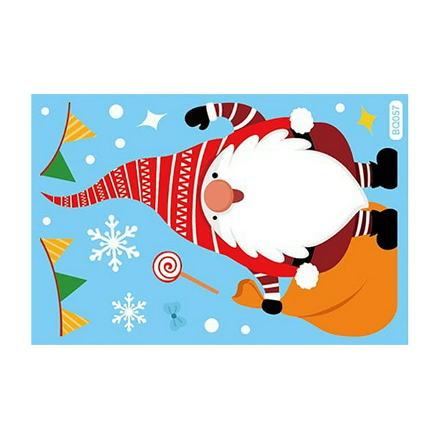 Christmas Window Decals for Glass Windows Santa Claus Rudolph Sticker Christmas Shopping Mall Glass Window Decoration Window Stickers for Christmas Decorations