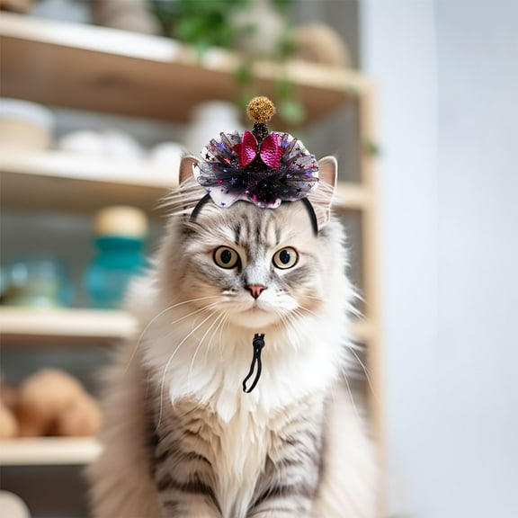 Adjustable Pet Halloween Hat Elastic Headwear - Festive Party Photo Accessory for Cats Dogs, Safe Polyester Celebration Gear(A)