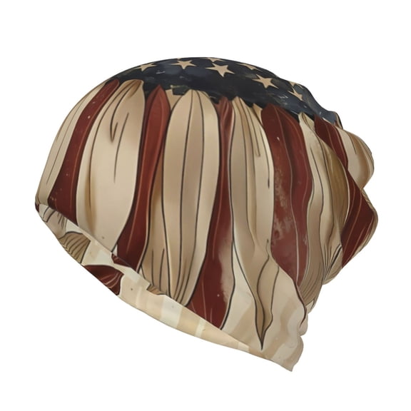 Vsdgher USA Sunflower Flag Slouchy Beanie Hat for Men/Women, Skull Cap Chemo Cap Night Sleeping Cap