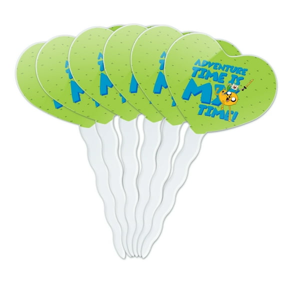 Adventure Time is My Time Heart Love Cupcake Picks Toppers Decoration Set of 6