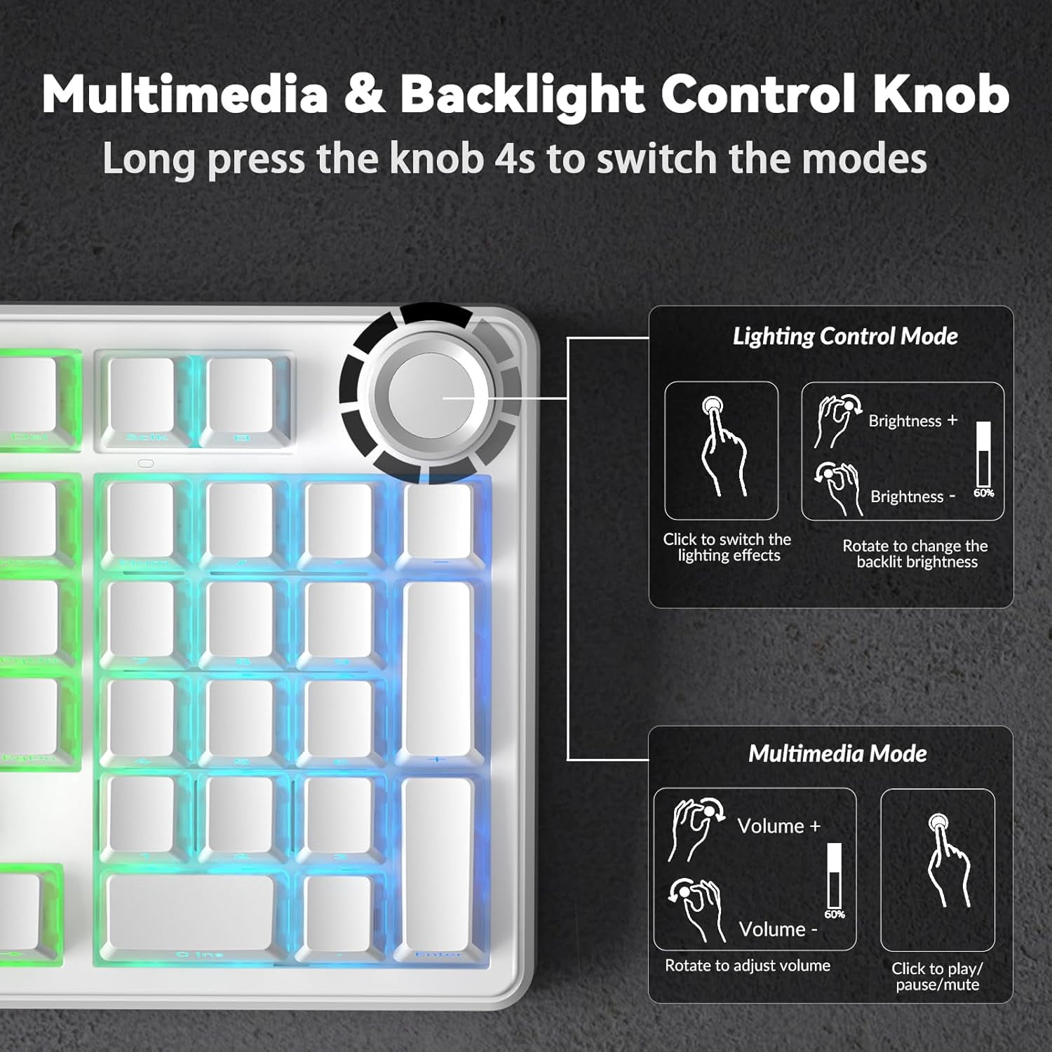 Restored AULA F99 Pro Wireless Mechanical Keyboard-Silent Version,BT5.0/2.4GHz/USB-C Hot Swappable Custom Keyboard,Gasket Structure,Pre-lubed Linear Switches RGB Backlit Computer Gaming Keyboards (Refurbished)