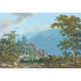 thumbnail image 3 of Jakob Wilhelm Huber 24x18 Black Modern Framed Museum Art Print Titled - A Fortress in a Mountain Landscape at Sunrise (1810), 3 of 5