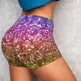 thumbnail image 4 of Lsque Glitter Rainbow Pattern High Waisted Biker Shorts for Women-Tummy Control Fitness Athletic Workout Running Yoga Gym Shorts,Moisture-Wicking-, 4 of 9