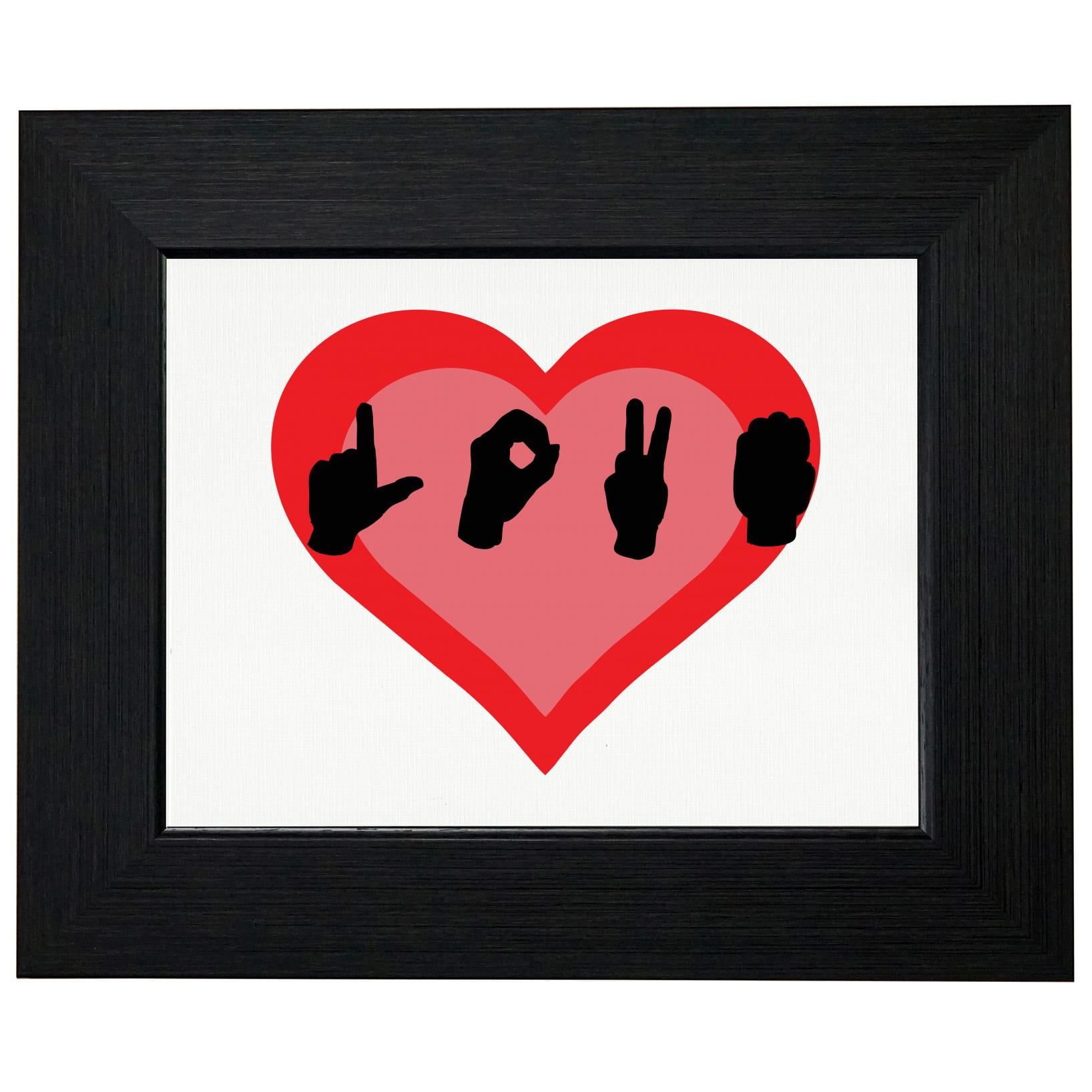 Heart Love Sign Language Hands Together Framed Print Poster Wall or