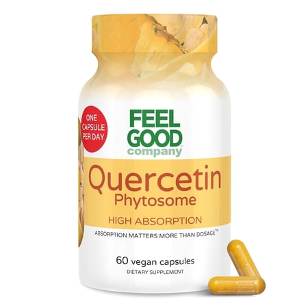 FeelGood Company Quercetin Phytosome - Immune Support & Respiratory Health - High Absorption Phytosome Technology - 20X Better Absorption - Premium Antioxidant Supplement - 60 Capsules