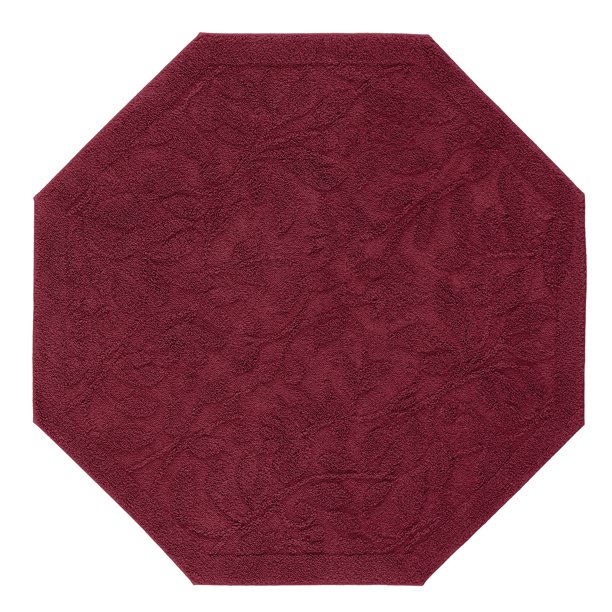 Mohawk Home Foliage Bath Rug Octagon, 4'x4', Red