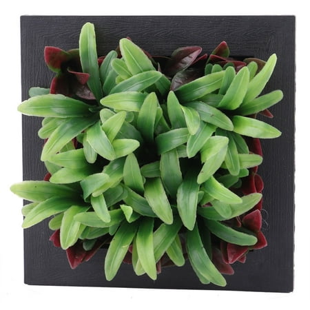 Home Bedroom Plastic Square Wall Hanging Artificial Grass Plant Decor