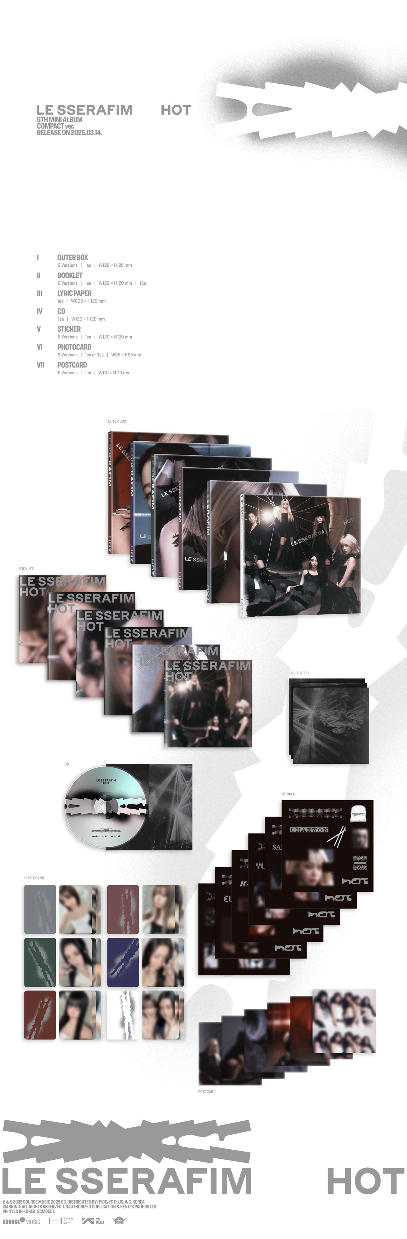 Le Sserafim - 5th Mini Album Hot (Compact Ver.) - Music