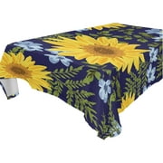 SKYSONIC Daisy Flower Tablecloth Waterproof Washable Polyester Square Table Cover Durable Tablecloth for Kitchen Dining Table Party Decor (60 X 60 Inch)