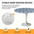 thumbnail image 6 of Abstract Geometric Elastic Fitted Round Table Cover Blue Navy Minimalist Waterproof Outdoor Tablecloth for Holiday Party, Picnic, Patio & Dining Fits Tables Up to 36"-44", 6 of 8