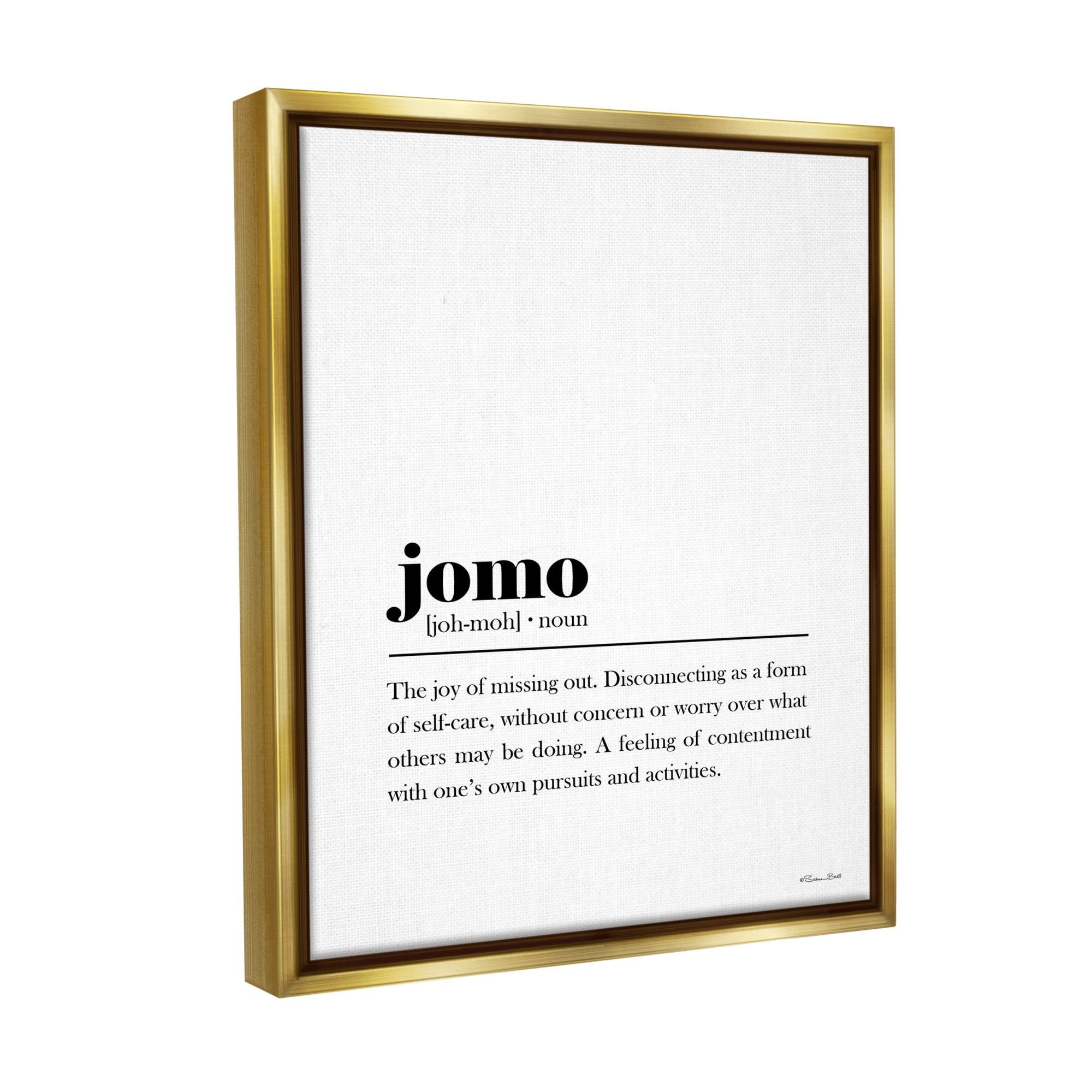 Stupell Industries Jomo Bathroom Definition Typography Painting Gold Floater Framed Canvas Art Print Wall Art, 25 x 31