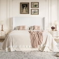 thumbnail image 3 of Amolife King Size Platform Bed Frame with Velvet Upholstered Wingback Headboard, Off-White, 3 of 11