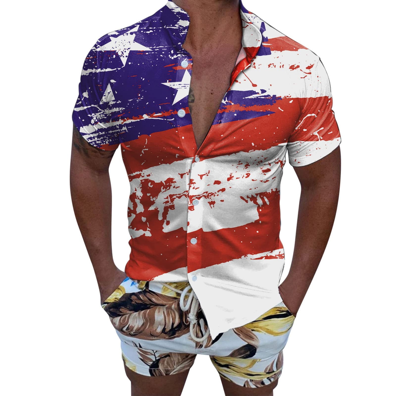 Aueoeo American Flag Patriotic Shirts 