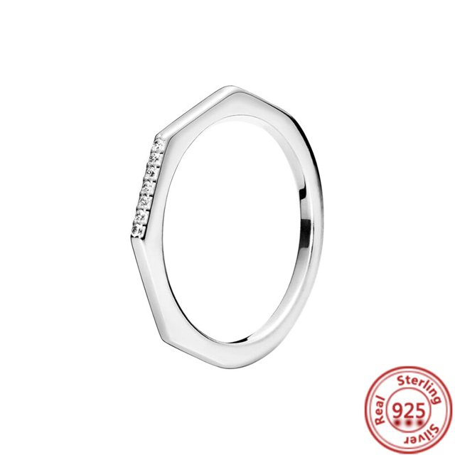Anillos de plata de ley 100% 925 auténtica para mujer, corona, corazón, flor, ala, circonita transparente, brillante, Pantaro CZ, joyería de aniversario