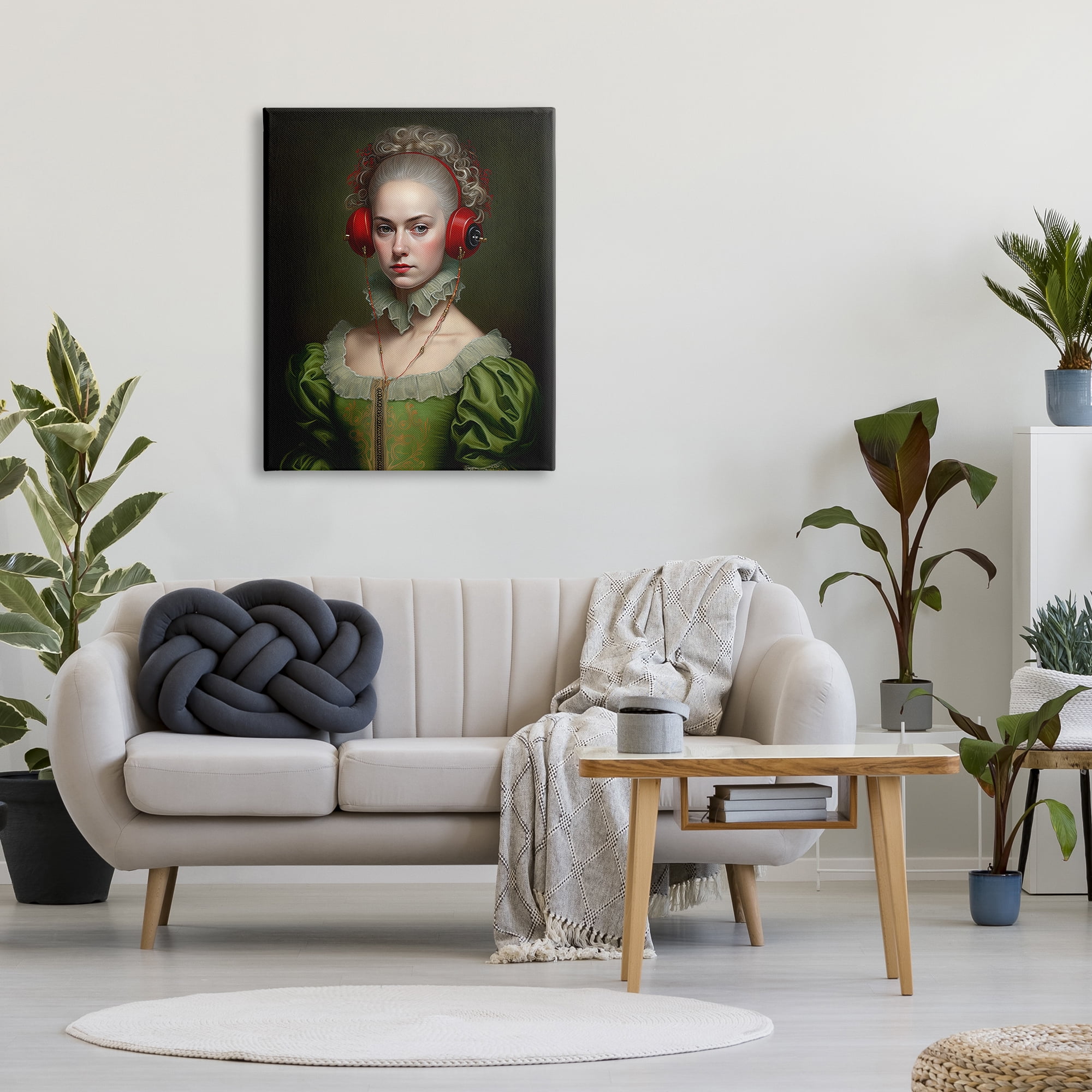 Stupell Industries Classic Portrait with Headphones Beauty & Fashion Painting Gallery Wrapped Canvas Print Wall Art, 30 x 40