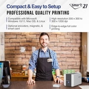 IDP SMART-21SB-EZ ID Card Simplex Printer Bundle, Includes printer, YMCKO color ribbon, 100 PVC cards, PC-only software, USB Camera
