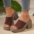 thumbnail image 4 of SACFOF Knit Heeled Sandals for Women, Comfortable Fashion Summer Sexy Open Toe Increase Height Slip On Beach Block Heel Slippers for Outdoor Indoor Party, 4 of 6
