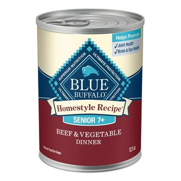 Blue Buffalo Homestyle Recipe Beef Dinner Wet Dog Food for Senior Dogs, 12.5-oz. Can