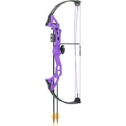 Bear Archery Brave Youth Bow Includes Whisker Biscuit, Arrows, Armguard, and Arrow Quiver Recommended for Ages 8 and Up Purple