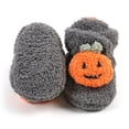 thumbnail image 5 of HTHLVMD Halloween House Slippers,Halloween Slippers Plush Jack O Lantern House Shoes Soft Fuzzy Lining Non Slip Rubber Sole Closed Toe Indoor Bedroom Home Wear Holiday Party,Dark Gray 3.5, 5 of 5