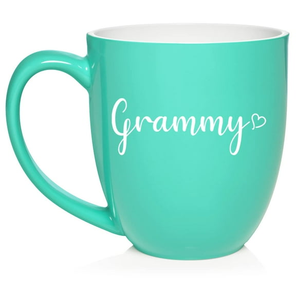 Grammy With Heart Ceramic Coffee Mug Tea Cup Gift for Her, Sister, Women, Grandparents’ Day, Family, Friend, Pregnancy Announcement, Mother’s Day, Grandma, Grandmother, Mom, Cute (16oz Teal)