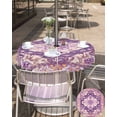 thumbnail image 5 of Hokiten Outdoor Tablecloths with Umbrella Hole & Zipper, Purple Orange Boho Round Tablecloth 54 Inch, Ethnic Geometric Middle Century Art Waterproof Table Cloth, Patio/Pool/Picnic Table Covers, 5 of 7