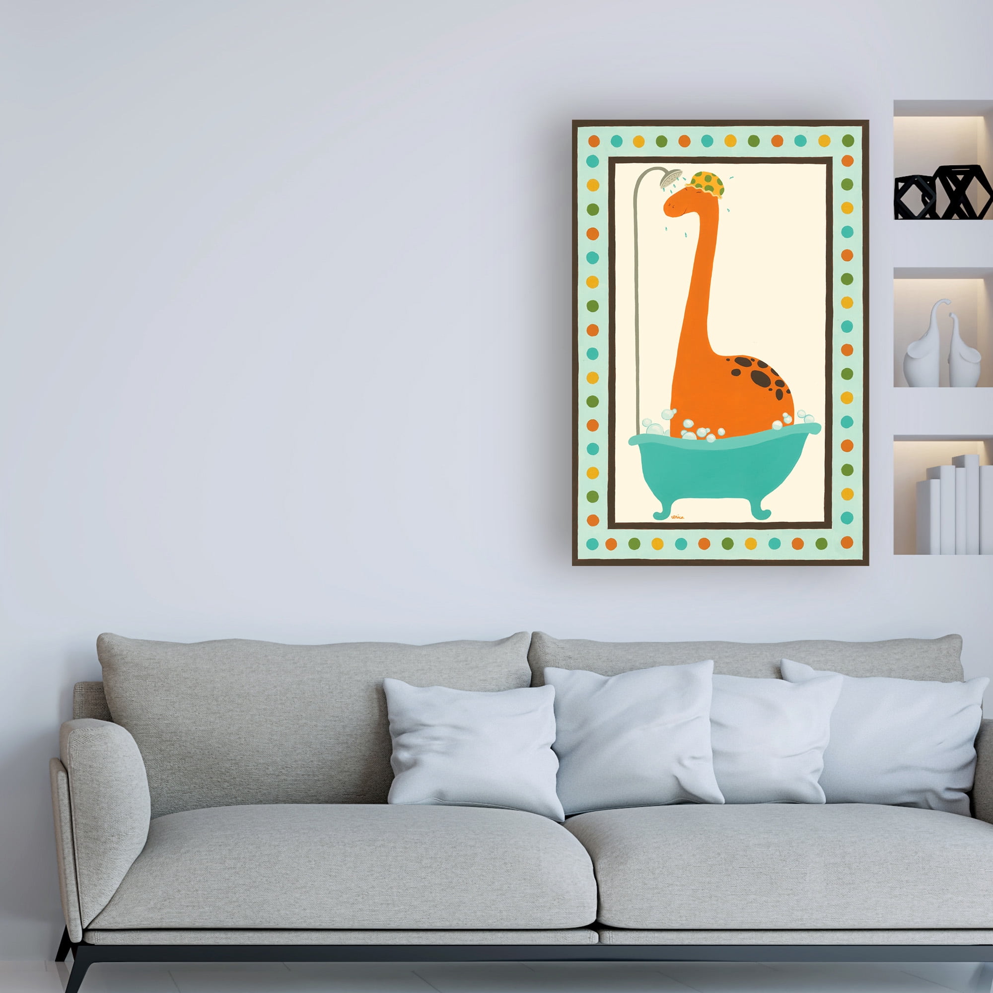 Trademark Fine Art 'Rub A Dub Dino I Childrens Art' Canvas Art by June Erica Vess