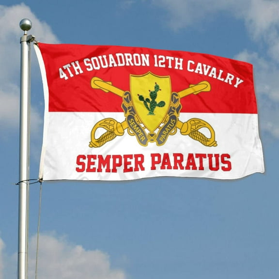 mokarier 4TH Squadron 12th Cavalry Flag Semper Paratus Flag Banner Outdoor Indoor Decoration Flag 3x5Feet Double Stitched Polyester with Brass Grommets