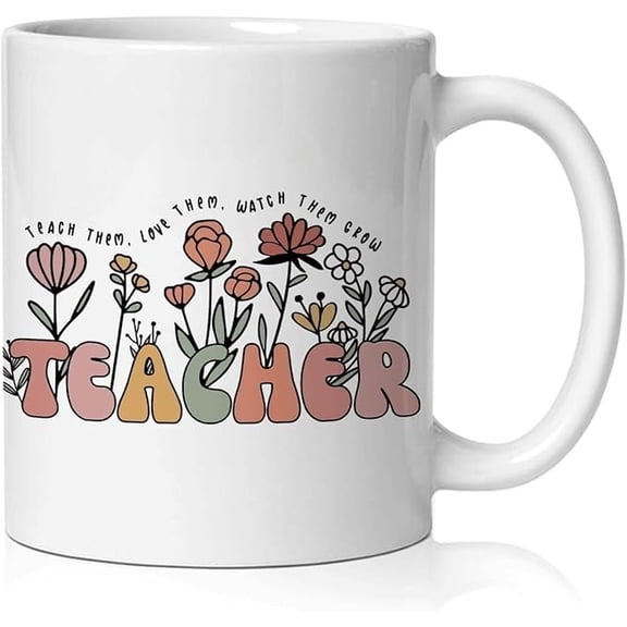 Boho Floral Teacher Mug, Teacher Appreciation Gifts Coffee Cup Ceramic, Teachers Gifts for Women, Back to School Ceramic Coffee Tea Mug 11 oz