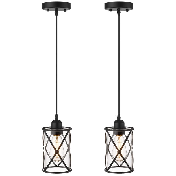 Luces colgantes Osimir Kitchen Island, cristal negro, paquete de 2 unidades, CH9176-1