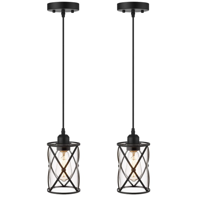 Luces colgantes Osimir Kitchen Island, cristal negro, paquete de 2 unidades, CH9176-1