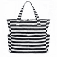 thumbnail image 1 of Waterproof Oxford Cloth Extra-Large Tote Bag with Zip Closure & Rope Handles - Foldable Travel Storage for Beach, Gym, Camping & Outdoor Activities - Black Striped Design, 20.5x8x15.7 Inches, 1 of 6