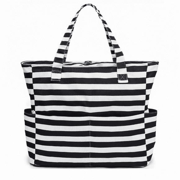 Graflsoa Waterproof Oxford Cloth Beach Tote - Extra Large 20.5" x 8" x 15.7" Travel Storage Bag with Zip Closure, Rope Handles & Side Pockets for Outdoor Sports, Gym, Camping & Weekend Getaways