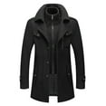 thumbnail image 2 of Mens Pea coat Men's Gentle Layered Collar Single Quilted Lined Wool Blend Pea Coats Thick Warm Winter Jacket Black XXL, 2 of 3