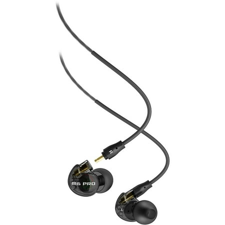MEE audio M6 PRO Universal-Fit Noise-Isolating Musician's In-Ear Monitors with Detachable Cables, Black